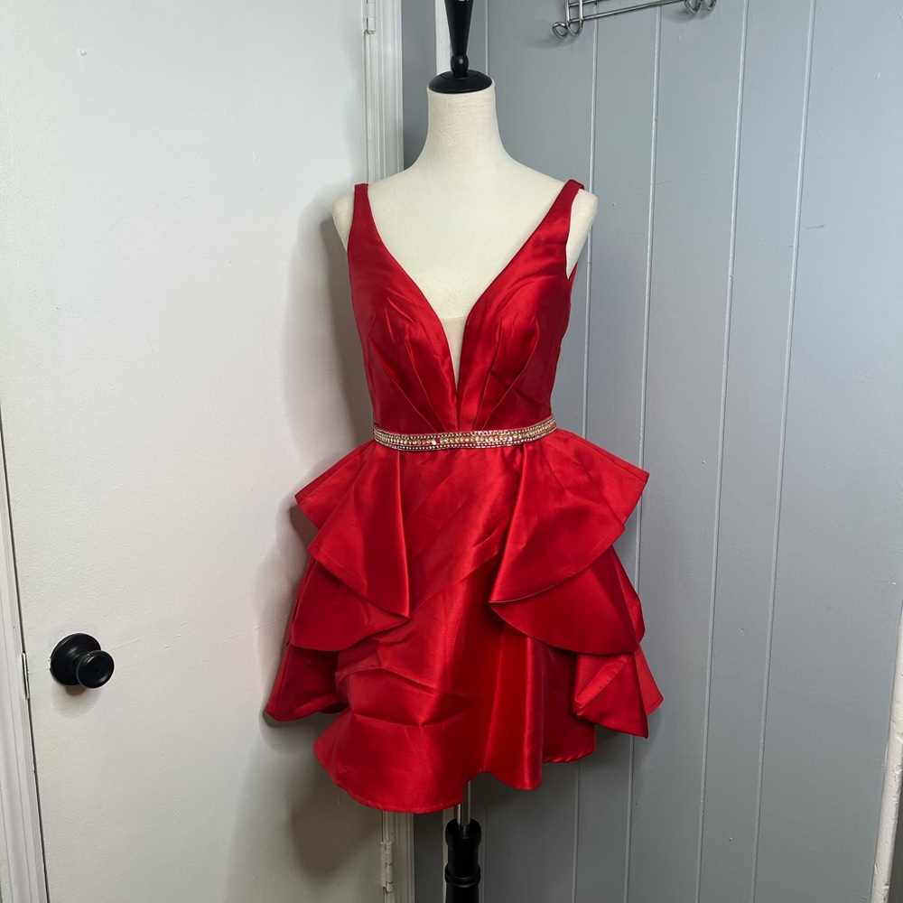 Splash Vibrant Red Satin Dress